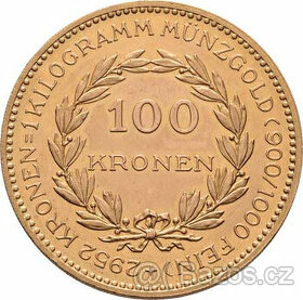 Zlato, 100 kronen 1924, Rakousko, extrémně vzácná RRR - 1