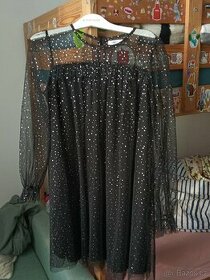 Černé třpytivé šaty, 158cm, 12-13 let