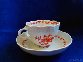 Míšeň, Meissen - porcelánový šálek - oranžová
