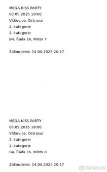 Mega Kiss party, 2x vstupenka