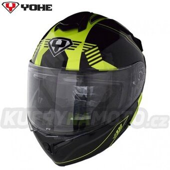 Prodám moto helma Yohe 938 Double Visor Černá/Fluo vel. L