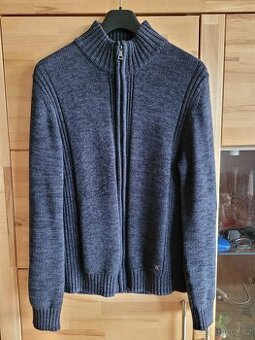 Modročerný pánský svetr na zip vel. M / 50