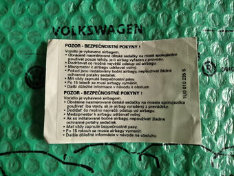 pokyny airbagu v češtině Škoda Fabia , Octavia - 1