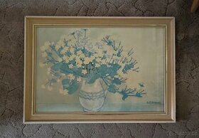 Bílá kytice ve džbánu / Dagmar Čížková / tempera - 1