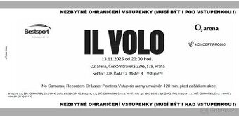Vstupenky - Il Volo 13. 11. 2025 klubové patro VIP