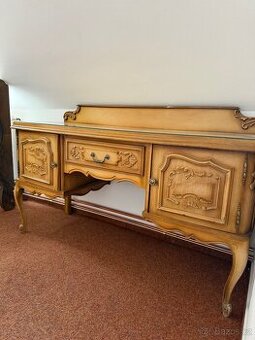 Starožitný  psací stůl + 2 skříňky, masiv, francouzský styl