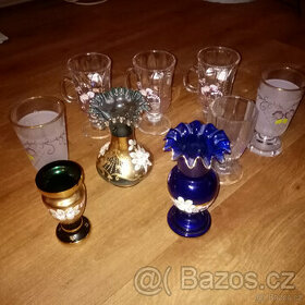 Prodám staré české sklo vázy Nový Bor, grogovky apod.