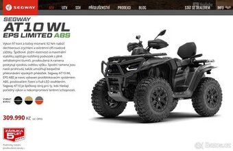 Prodám SEGWAY AT10 WL EPS LIMITED ABS PREMIUM