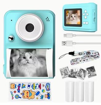 Digitální Fotoaparát s funkcí okamžitého tisku, MODRÝ