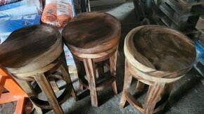 barové židle vhodné k zahradnímu baru - exotické dřevo 3ks