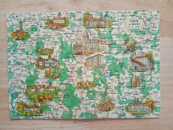Mapka Tábor a okolí, pohlednice