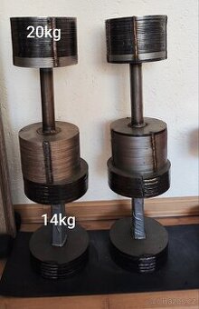 činky jednorucky 20kg a 14kg