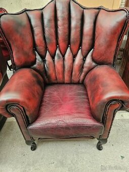 KRESLO V ŠTÝLE CHESTERFIELD,KOŽENÉ DVOJFAREBNÉ