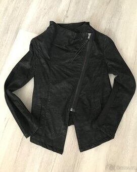 H&M motorkářská bunda, křivák koženka semiš S/36