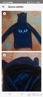 Mikina černá s kočkou a ušima - 1