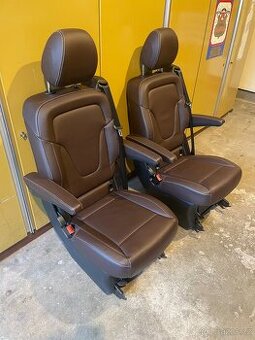 Kapitánské sedačky w447 hnědá kůže