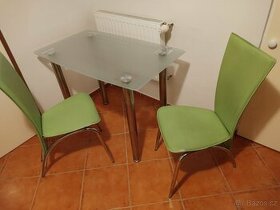 Kuchyňský stůl se skleněnou deskou 100x59x70 cm + 2 židle