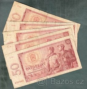 Staré bankovky 50 kčs 1964 bezvadný stav