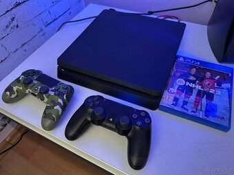 Playstation 4 slim 500 gb + 2 ovladače + hra NHL 2023