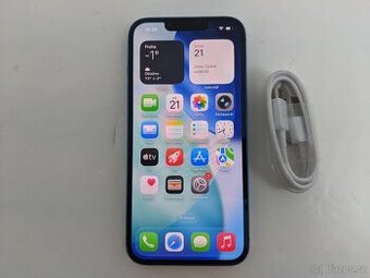 iPhone 13 128gb blue. Baterie 100%. Záruka 6 měsíců.