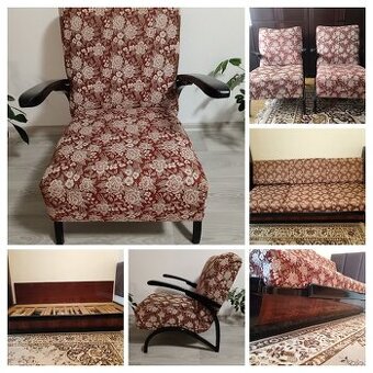 RETRO set - 60. léta - rozkládací gauč + 2 křesla