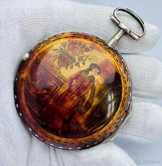 PÁNSKÉ STŘÍBRNÉ ŠPINDLOVKY S MALOVANOU ŽELVOVINOU REHARDSON