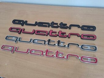 Veľký nápis QUATTRO pre AUDI chrom, čierne, červene