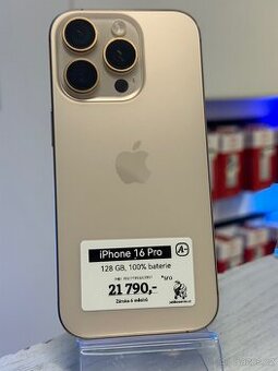iPhone 16 Pro - 128GB - 100% BAT - 6M ZÁRUKA