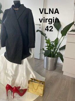 Kasmirovy vlneny kabat sedy oversize damsky 42