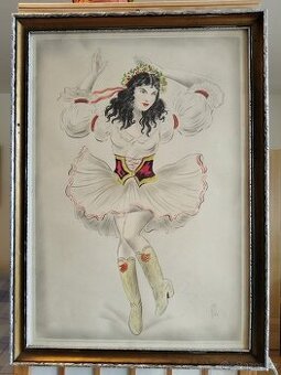 obraz TANEČNICE V KROJI, sign. Jaroslav Štika