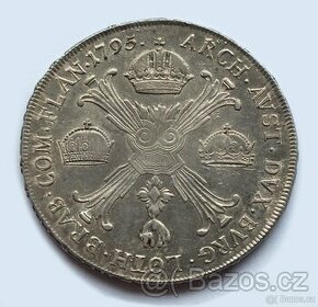 František II., tolar křížový 1795 H, Hall, 40 mm, 29,48 g,Ag