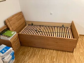 Postel dřevěná 100x200 cm, rošt - matrace zdarma