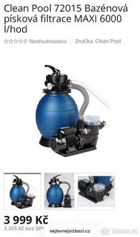 Prodám pískovou filtraci (nepoužitou) originál zabalenou