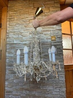Luxusní 5-ramenný křišťálový lustr – broušené sklo, 50 cm