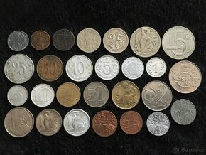 27 kusů mincí ČSR, ČSSR a ČSFR, každá mince jiná