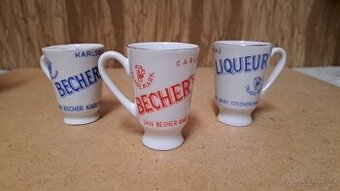 3x Jan Becher, 1940-1960, Becherovka, porcelánový pohárek