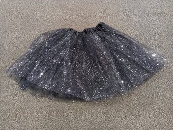 Tylová tutu sukně, cca 7-11 let, černá s flitry