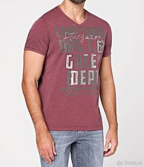 Pánské tričko Camp David Vintage Rebel Red Vínová L (NOVÉ)