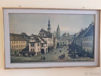 retro reprodukce obrazu "Město Pirna "- malíř Canaletto