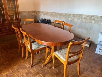 Stůl a židle - Rumunská jídelní sada 1973