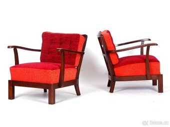 THONET, 2 parádní křesla po přečalounění.