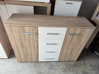 Komoda dub Sonoma, bílá