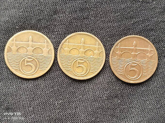 3x 5 hal 1923, 1931, 1938 Československo