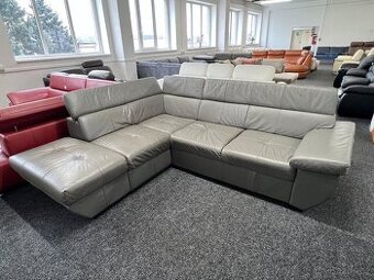Rohová sedací souprava - kožená - zánovní