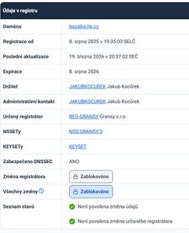 Prodám doménu www.bazalka-hk.cz