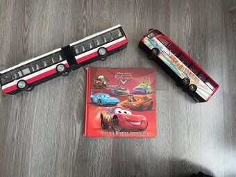 Dětské autobusy 2 x + zdarma kniha+cars peněženka a brýle
