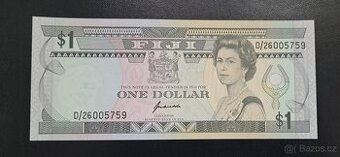 1 Dollar, Fiji, s královnou Elizabeth II, UNC