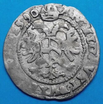 Stříbrná mince r. 1590 Rudolf II.