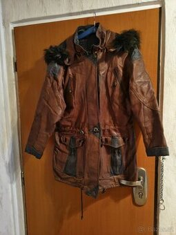Kožená dámská zimní bunda zateplená velikost 44-46