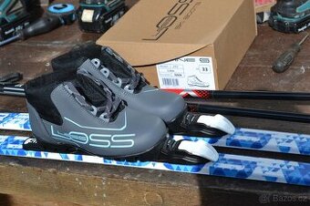 dětské běžky 140 cm s protismykem vazko SNS boty 33